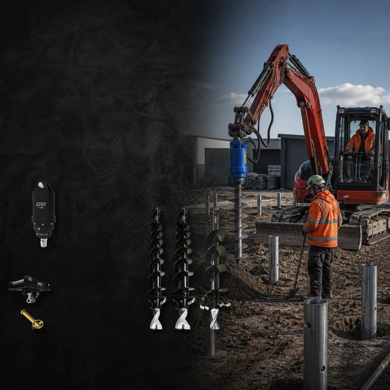 Piles & Foundations G2500 + S40, excavator attachment for excavators, S40 hitch. GORE at Attachment Warehouse.
