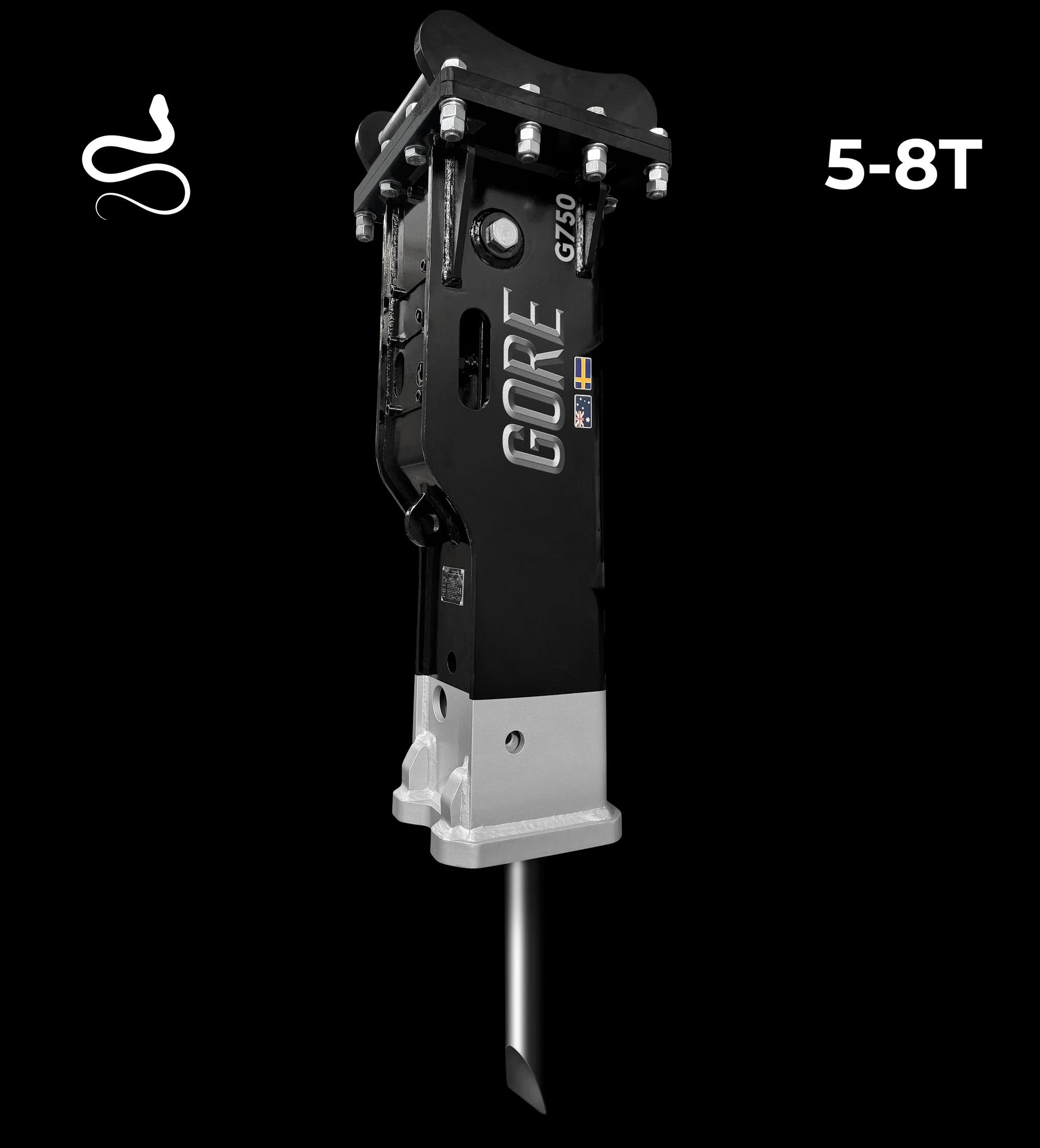 GORE Hydraulhammare S45 - G750, grävmaskinsredskap till grävmaskin, fäste S45. GORE hos Attachment Warehouse.