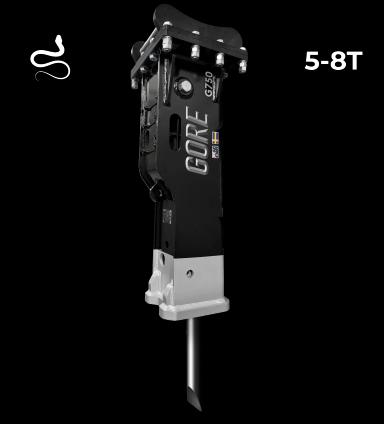 GORE Hydraulic Hammer S45 - G750, excavator attachment for excavators, S45 hitch. GORE at Attachment Warehouse.