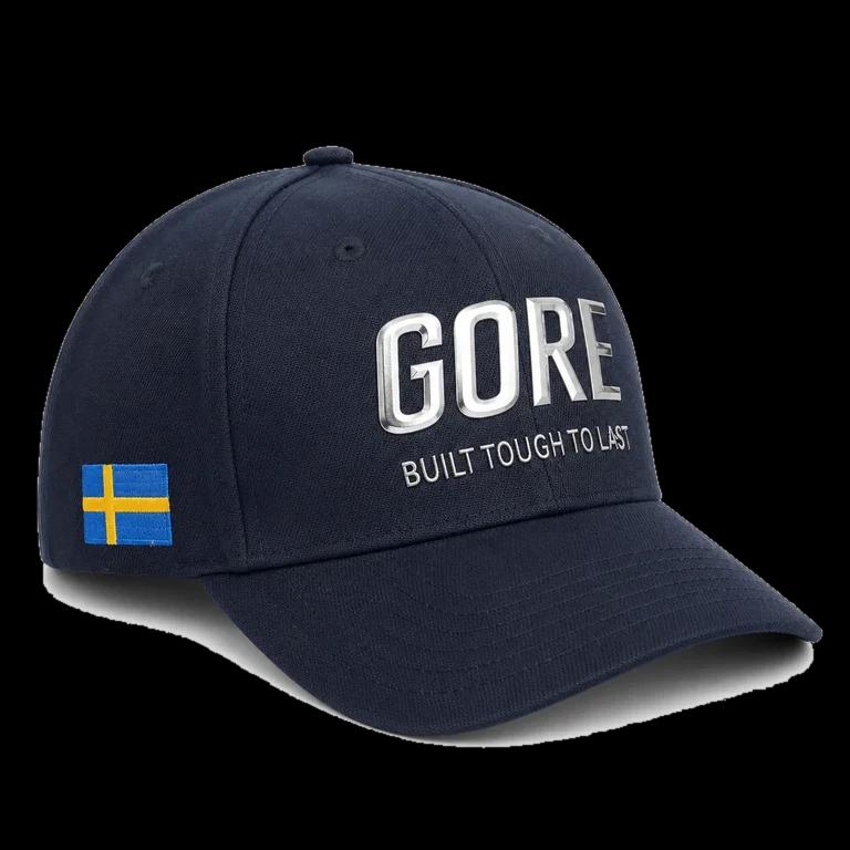 GORE Cap Navy, detalj av fäste och infästning. GORE hos Attachment Warehouse.