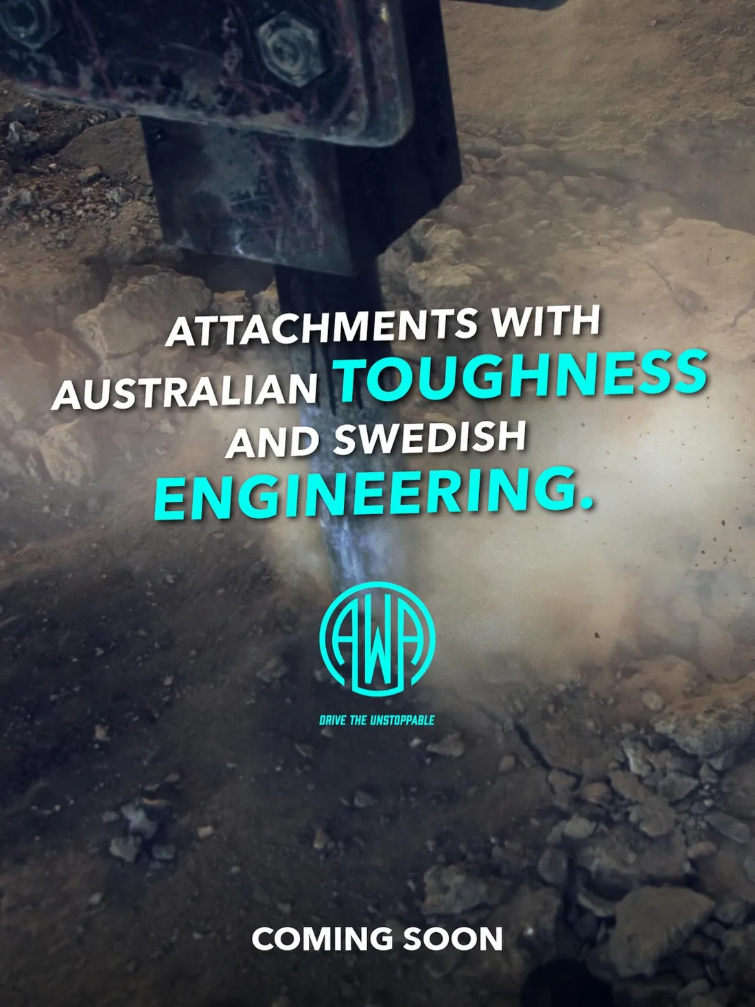 Teaser image with the words attachments with Australian toughness and Swedish engineering and the AWA logo
