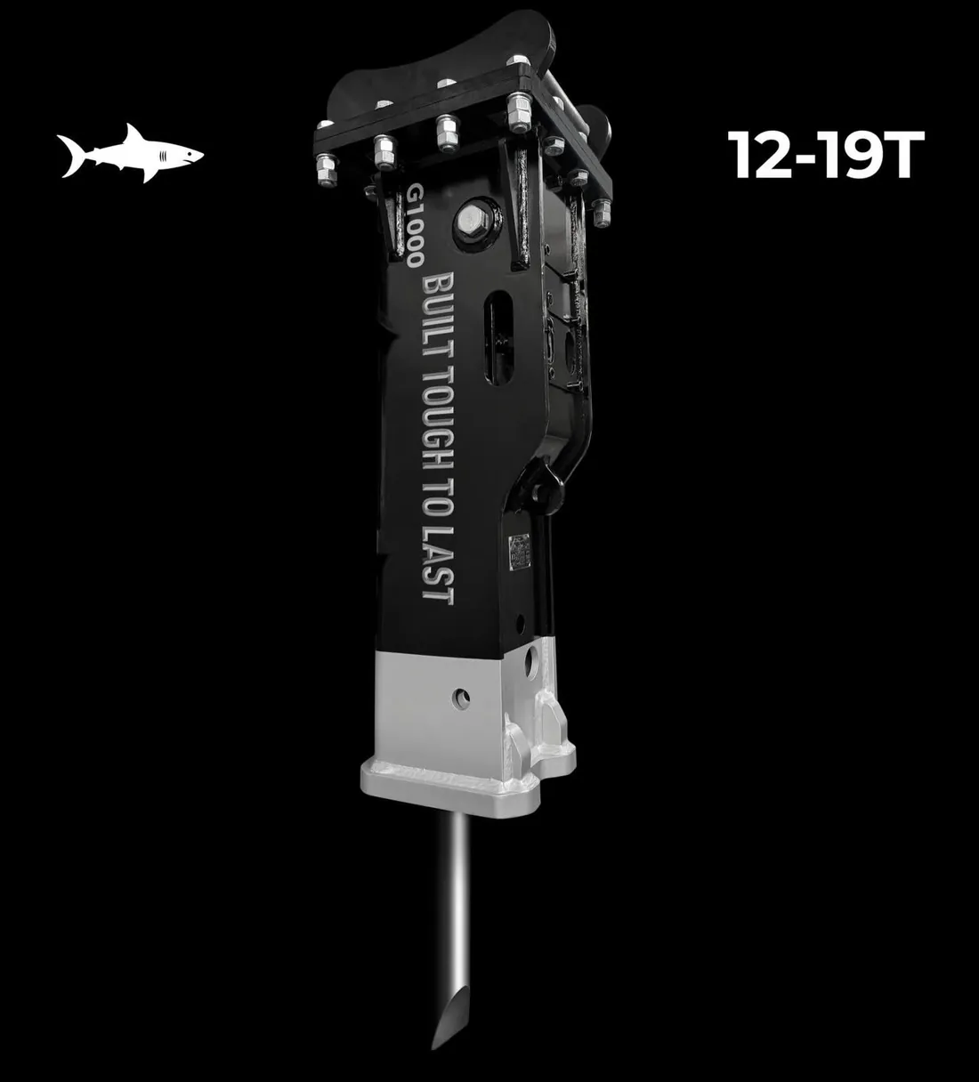 GORE G1000 hydraulic hammer with the words Built Tough To Last on a black background